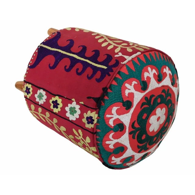 Vintage Oriental luxurious Suzani stool seating stool seat cushion cushion stool Pouf with antiquity suzani upholstery...