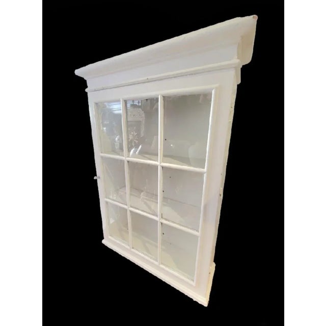 1980s Vintage Large 9 Glass Panel Wood Wall Storage Medicine Bathroom Cabinet For Sale - Image 5 of 9