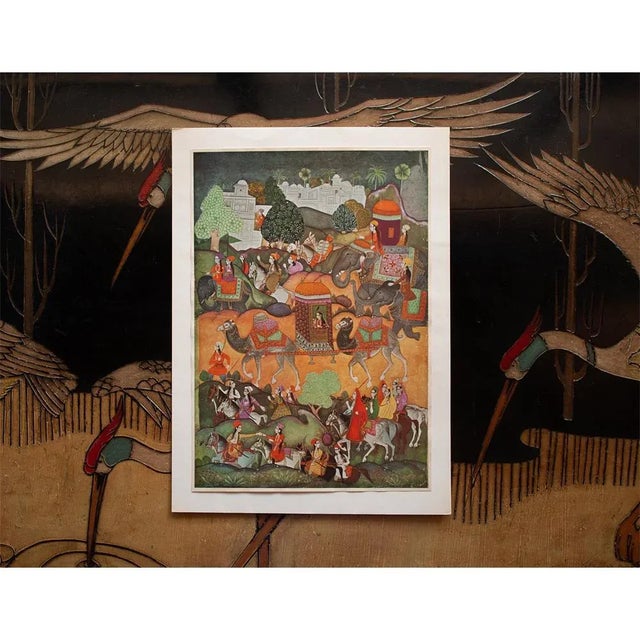 Tangerine Rare 1950 Princess Voyaging in a Palanquin, First Edition Gold Leaf Parisian Lithograph For Sale - Image 8 of 11