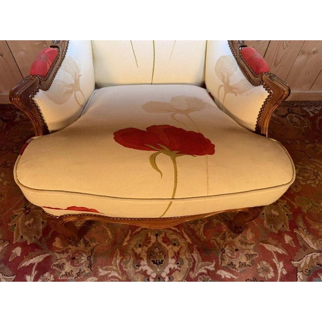 Brown Louis XV Wingback Chair, 1990s For Sale - Image 8 of 9