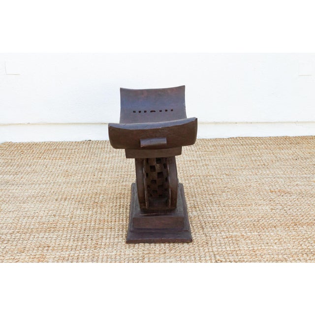 Brown Tall Mid-Century African Asante Stool For Sale - Image 8 of 9