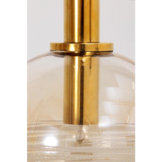 Vintage Hanging Lamps in Amber Glass from Glashütte Limburg, 1960s, Set of 3 For Sale - Image 9 of 12