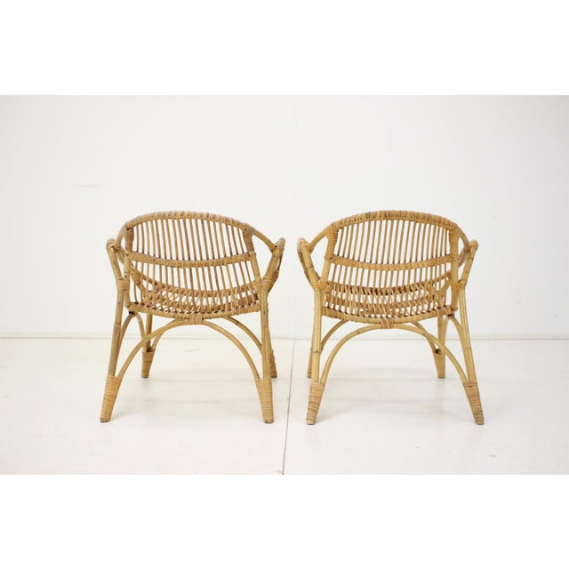 Set of Czechoslovakia Lounge Chairs in Rattan by Alan Fuchs, 1960s For Sale - Image 4 of 15