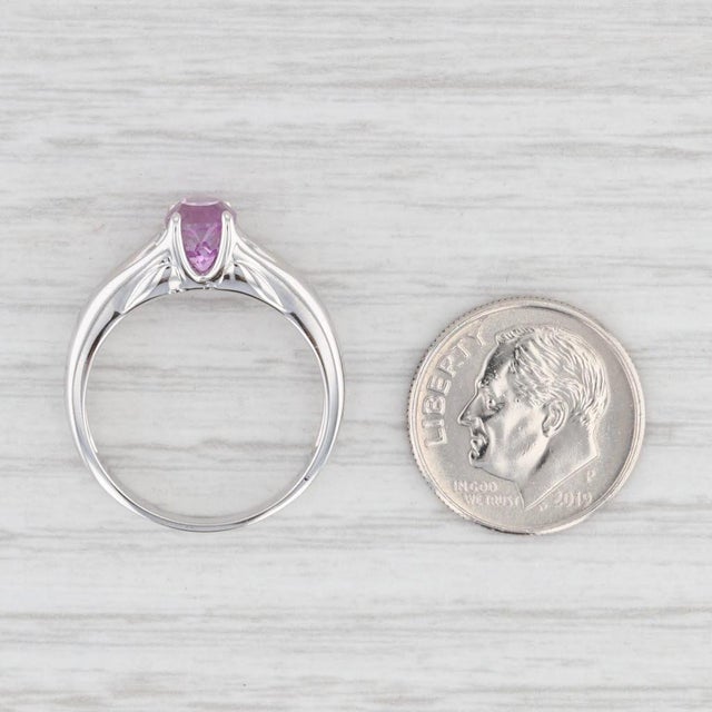 Pink 1.69ctw Oval Pink Kunzite Diamond Ring 14k White Gold Size 7.25 For Sale - Image 8 of 8