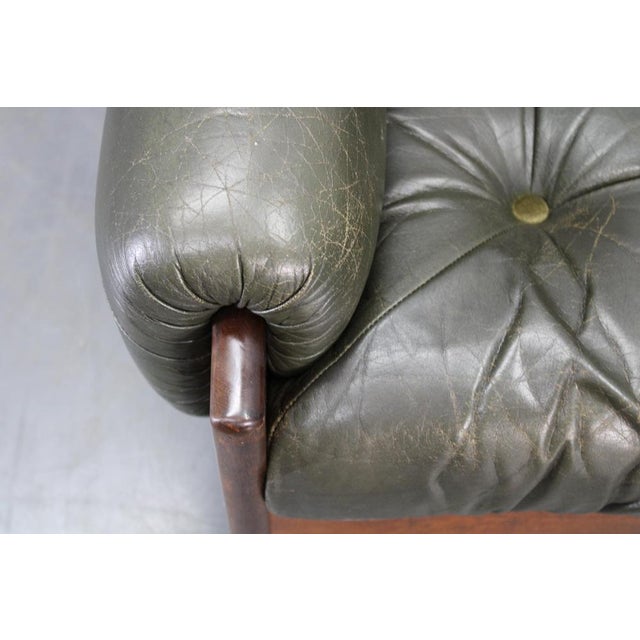 Green Mid-Century Modern Green Leather Chair, Czechoslovakia, 1970s For Sale - Image 8 of 18