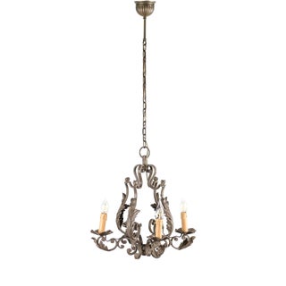Vintage Metal Four-Arm Chandelier For Sale