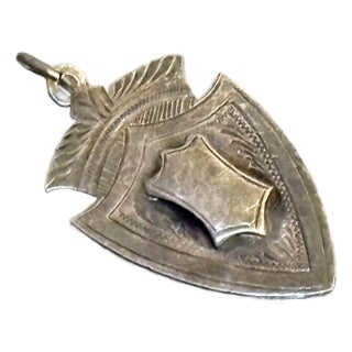 Antique Silver Tone Pocket Watch Fob Medal Pendant For Sale
