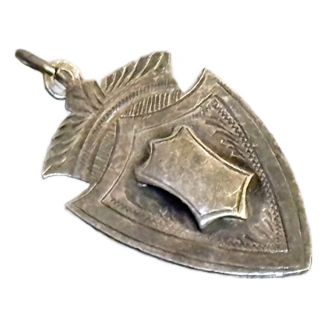 Antique Silver Tone Pocket Watch Fob Medal Pendant For Sale