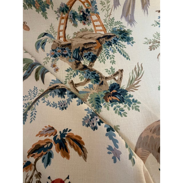 2020s Schumacher Plaisirs De La Chine Document Linen Fabric 172850 Schumacher Classics Collection 8 Yards For Sale - Image 5 of 8