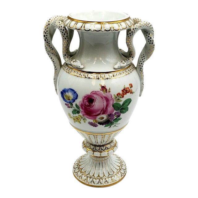 Meissen Snake Handle Vase, Circa 1870s For Sale