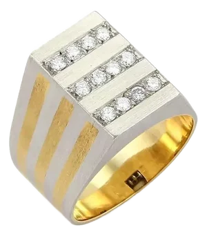 H. Stern Diamond Platinum & 18k Yellow Gold Rectangular Ring, Size 7.25