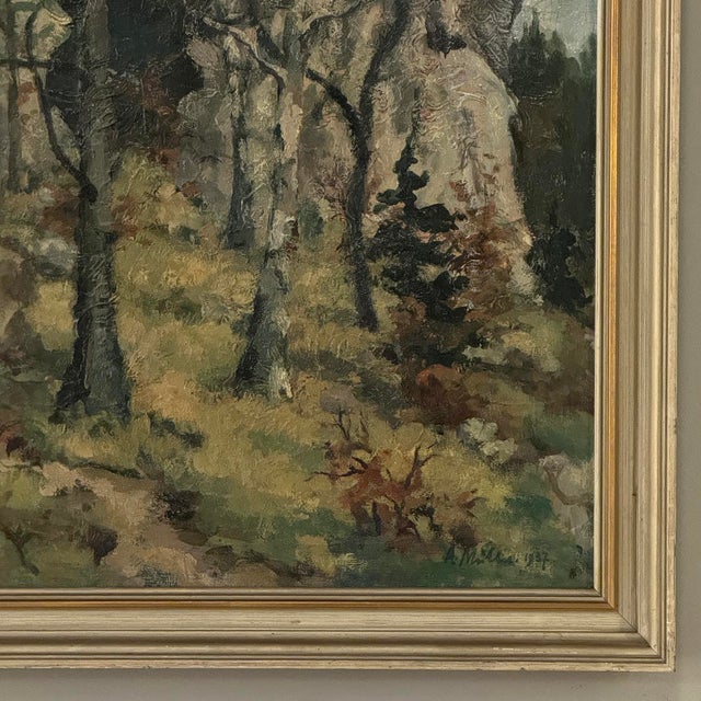 Antique Framed Oil Painting on Canvas by Arthur H. Maillien (1888-1962) 'Sunlit Trees' For Sale - Image 9 of 15