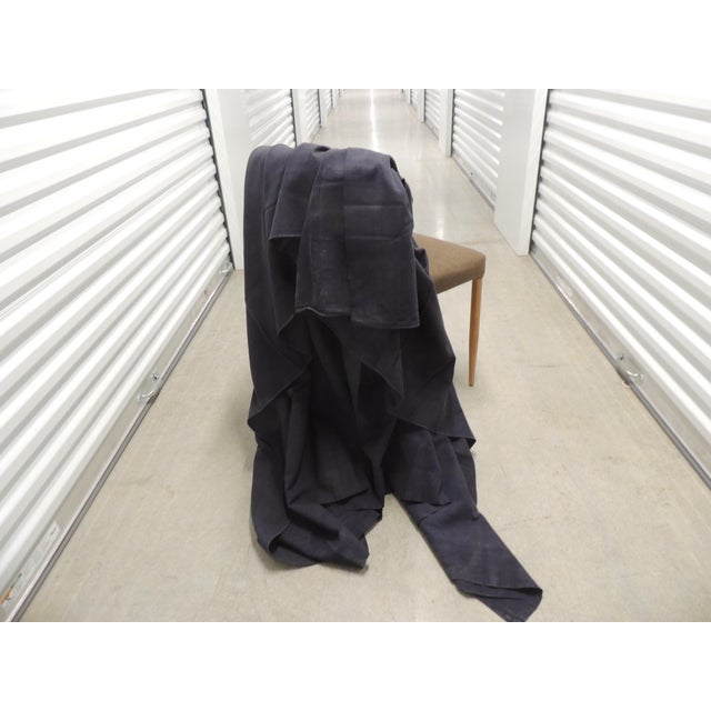 Blue French Antique Heavy Linen Bed Sheet For Sale - Image 8 of 9