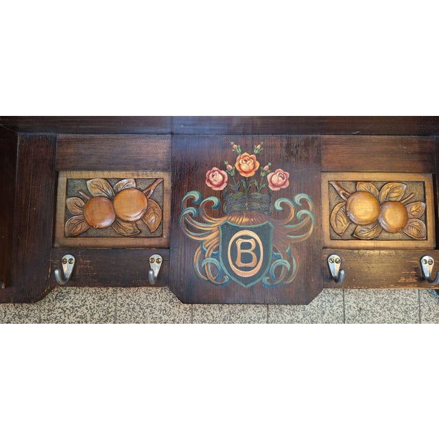 Antique German Art Nouveau Handcrafted Wall-Mounted Coat Rack, 1900s For Sale - Image 3 of 5