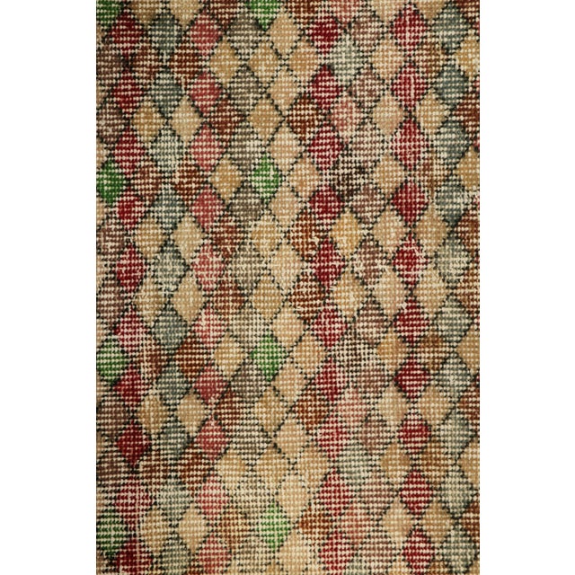 Mid-Century Modern Vintage Zeki Müren Runner in Brown With Colorful Geometric Pattern | Rug & Kilim For Sale - Image 3 of 7