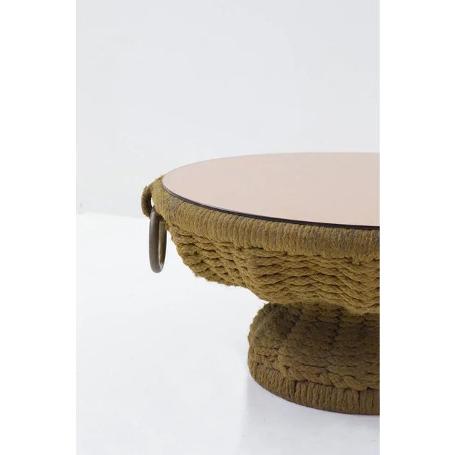 Coffee Table in Rope and Pink Mirror by Marzio Cecchi, 1976 For Sale - Image 4 of 10