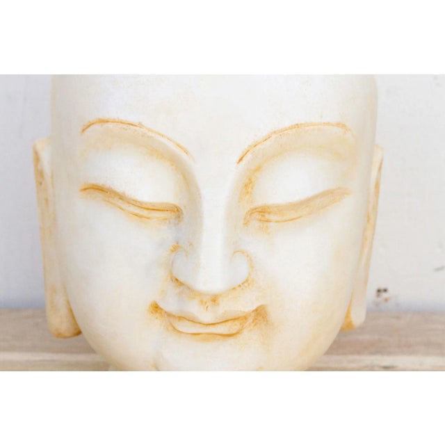 1990s Large Marble Meditative Buddha Statue For Sale - Image 5 of 9