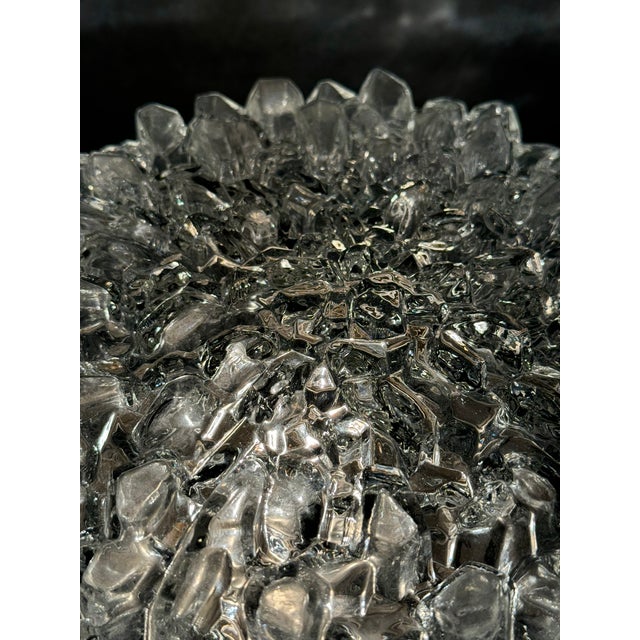 Metal Vintage Textured Glass Flush Mount Ceiling Light, 1970s For Sale - Image 7 of 11