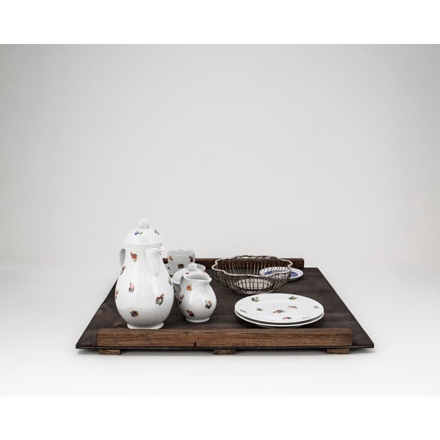 Black Biedermeier Streublume Tête-À-Tête for Two on Wooden Tray from Fürstenberg, 1950s, Set of 12 For Sale - Image 8 of 15