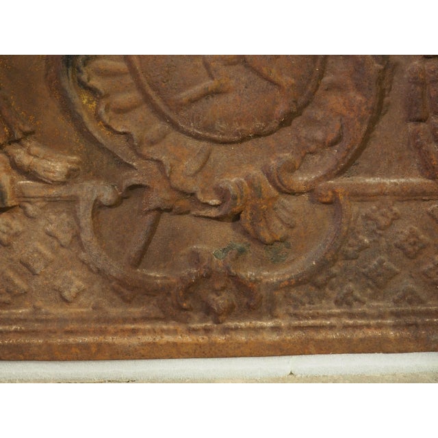 Large 19th Century French Cast Iron Fireback With Rampant Lion and Crown For Sale - Image 14 of 14