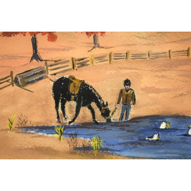 "Tom's Day" 1961 Equestrian Watercolor For Sale - Image 4 of 5