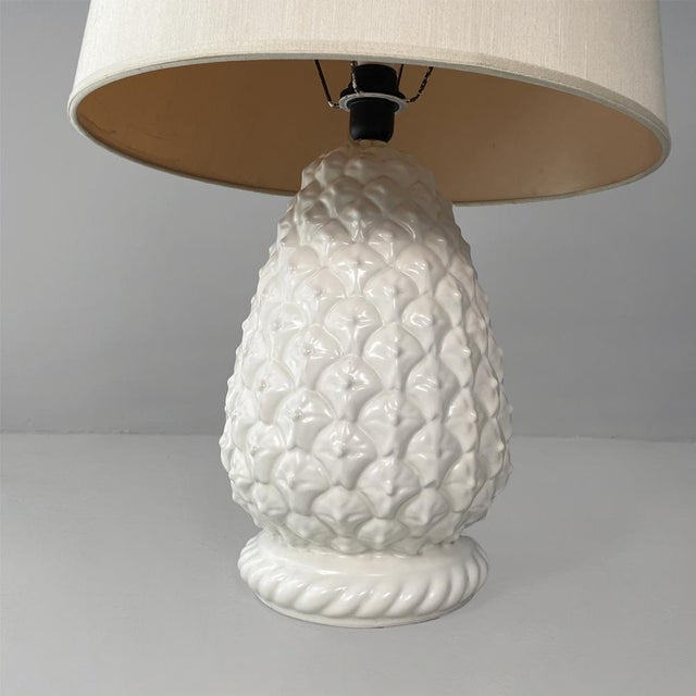 Italian Modern Ananas Shape Table Lamp in White Ceramic, 1970s For Sale - Image 6 of 7