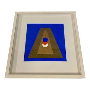 Italo Valenti, Pyramids in Blue, 1973, Collage and Gouache