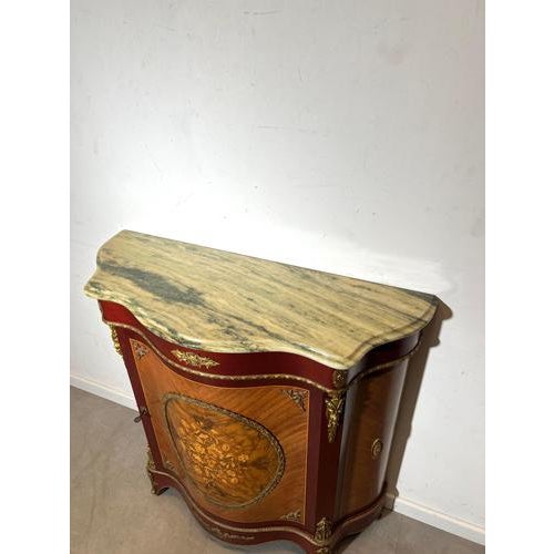 Marquetry Cabinet with Marble Top For Sale - Image 5 of 7