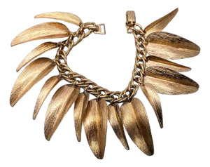 Vintage 1955-6 Signed Napier Doris Day "Willow" Goldtone Leaves Charm Bracelet