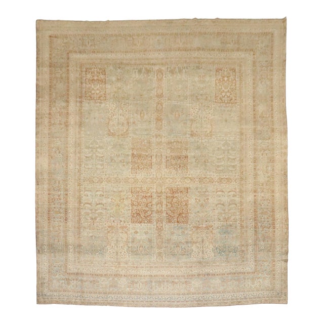 Antique Zabihi Collection Stunning Garden Design Persian Kerman Carpet - 12'5" x 15'10" For Sale