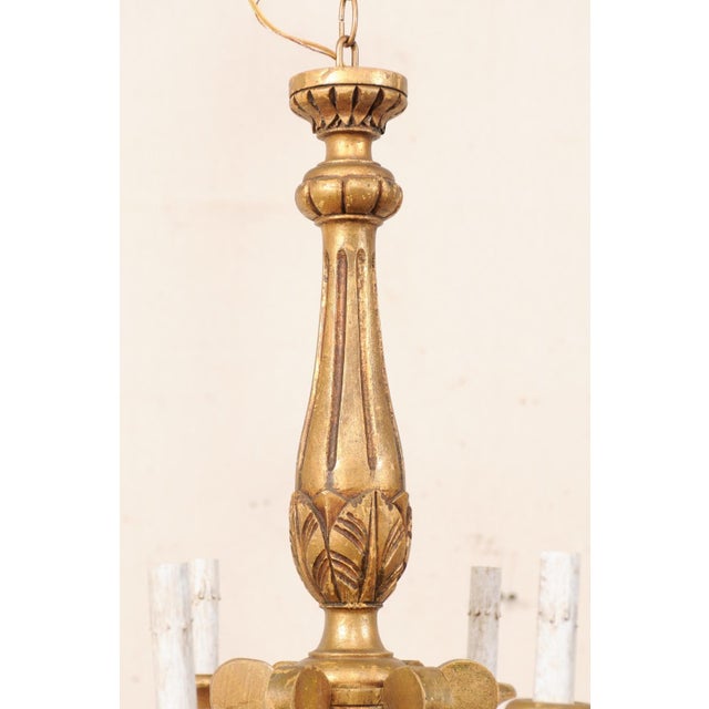 Mid 20th Century French 6-Light Gilt Chandelier For Sale In Atlanta - Image 6 of 11