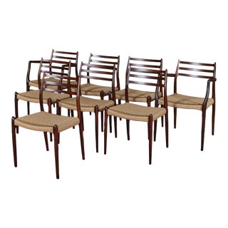 Set of Eight Model 78 Rosewood Dining Chairs by n.o. Møller For Sale