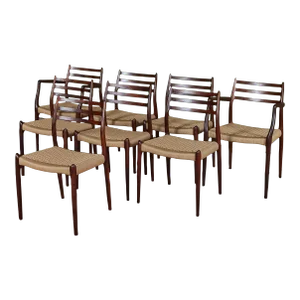 Set of Eight Model 78 Rosewood Dining Chairs by n.o. Møller