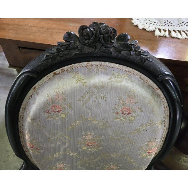 19th Century Napoleon III Armchairs in Blackened Wood, 1850, Set of 2 For Sale - Image 5 of 9
