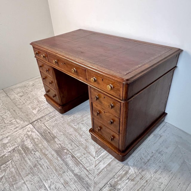 Victorian Oak Pedestal Desk by Deighton & Dunthorne For Sale - Image 3 of 11