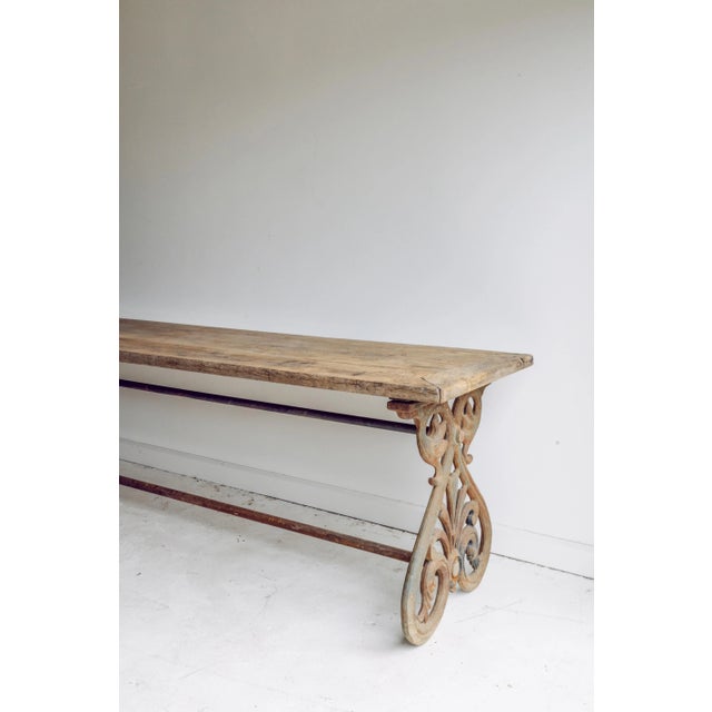 Antique French Oak & Iron Console Table For Sale - Image 4 of 10