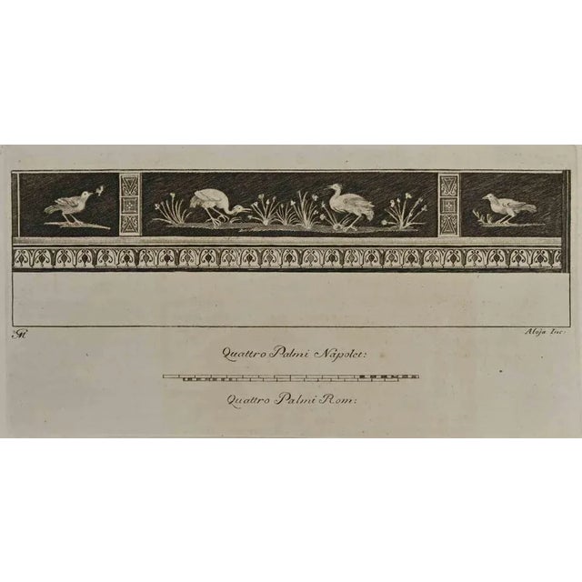 Still Life Fresco with Birds from "Antiquities of Herculaneum" is an etching on paper realized by Luigi Aloja in the 18th...