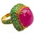 Bochic "Orient" Vintage Natural Emerald & Ruby Ring Set In 18K Gold &Silver For Sale - Image 15 of 18