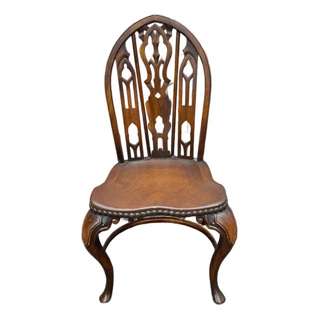 Vintage Gothic Strawberry Hill Windsor Steeple Back Dining Chair For Sale