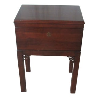 1980s Ethan Allen Georgian Court Campaign Chest Silver Chest End Table For Sale