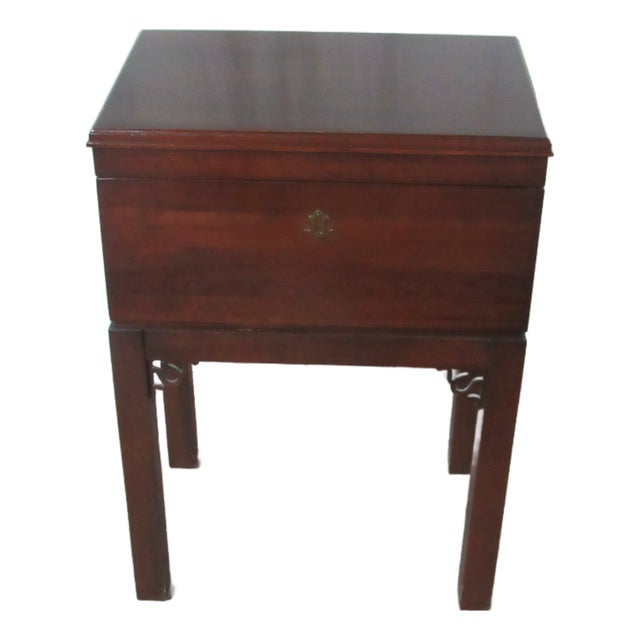 1980s Ethan Allen Georgian Court Campaign Chest Silver Chest End Table For Sale