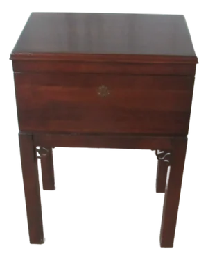 1980s Ethan Allen Georgian Court Campaign Chest Silver Chest End Table