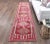 Shabby Chic Vintage Pink Geometric Turkish Hand-Knotted Runner For Sale - Image 3 of 9