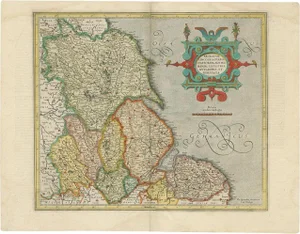 Antique Map of the Northeast of England by Mercator, 1620