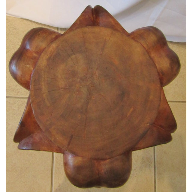 Vintage Matched Pair of Carved Wood Elephant Stools / Tables, Circa 1970s For Sale - Image 10 of 10