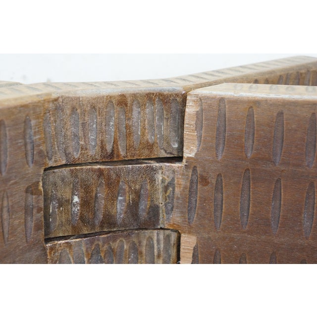 Mid 20th Century South American Honduras Carved Teak Folding Stool Seat Chair Mayan Aztec For Sale - Image 9 of 15