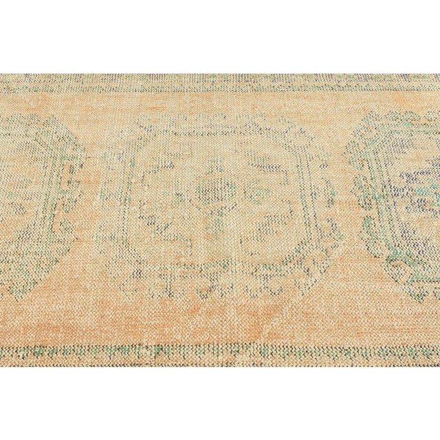 Mid 20th Century Mid 20th Century Washed Out Vintage Oushak Rug For Sale - Image 4 of 7