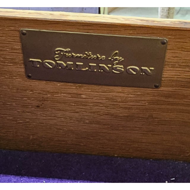 Tomlinson Furniture Mid-Century Provincial Oak Secretary Chest of Drawers For Sale - Image 10 of 11