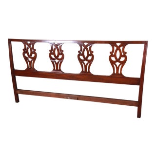 Kittinger Chippendale Carved Mahogany King Size Headboard For Sale