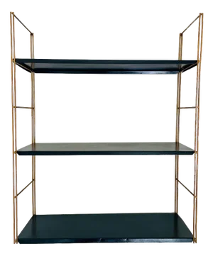 Mid-Century Modern Adjustable Brass and Metal Wall-Mounted Shelf, 1960s